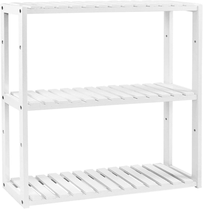 Badregal, Badezimmerregal, Bambus-Regal, Pflanzenregal mit 3 verstellbaren Ablagen, Wandmontage, freistehend, für Wohnzimmer, Flur, Küche