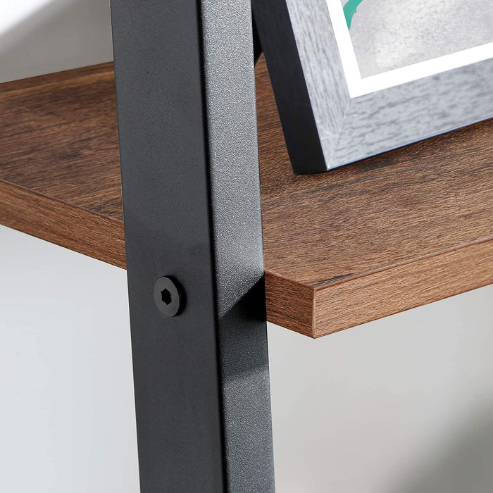 Standregal, Bücherregal, 4 Ebenen Leiterregal, stabiles Metallgestell, einfache Montage, für Wohnzimmer, Schlafzimmer, Küche, haselnussbraun-schwarz