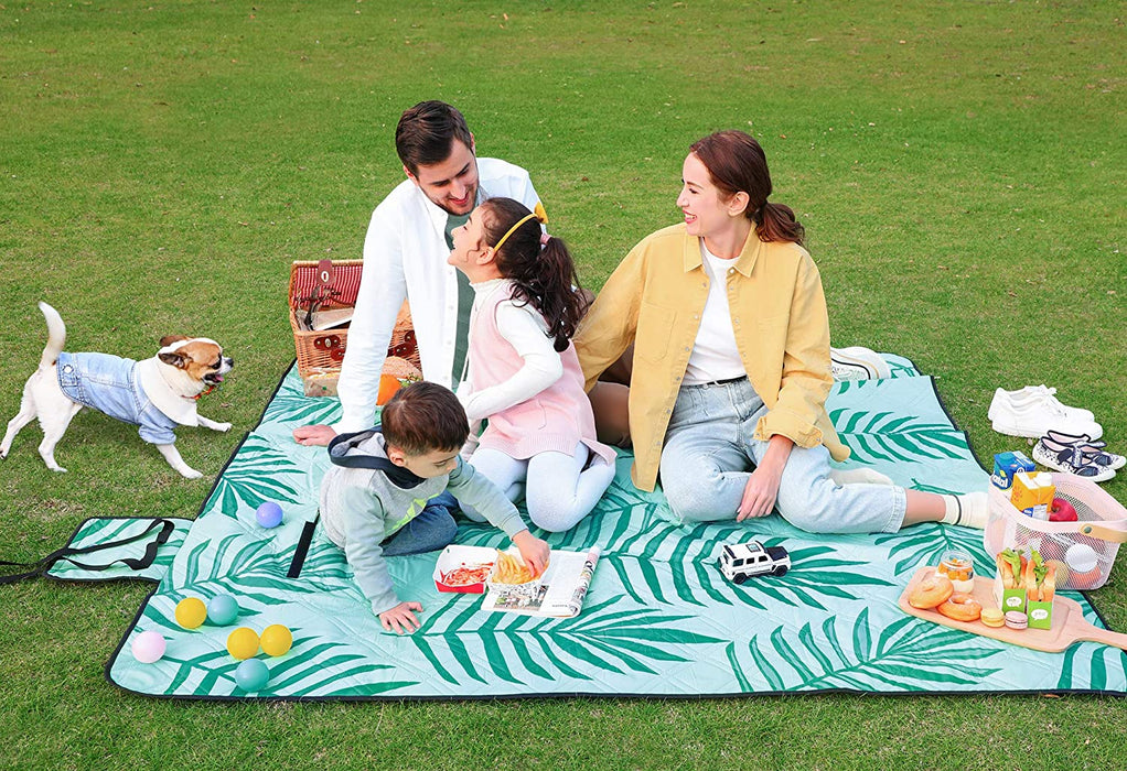 Picknickdecke, 150 x 200 cm große Stranddecke, Campingdecke, wasserdichte Unterseite, maschinenwaschbar, faltbar, für Garten, Park, Strand, Camping