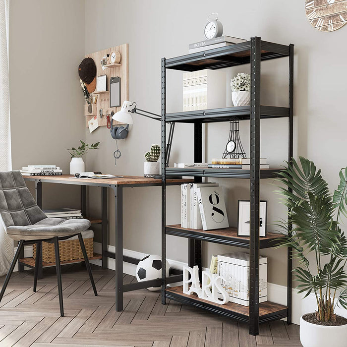 Standregal, Bücherregal, Lagerregal, 5 Ablagen, Küchenregal, Regal, 150 x 75 x 30 cm, bis 400 kg belastbar, verstellbare Ablagen, Industriestil