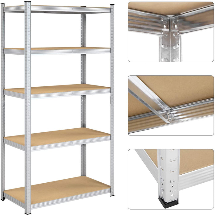 Lagerregale, Schwerlastregale, 2er Set, Kellerregale, 200 x 100 x 50 cm, bis 875 kg belastbar, 5 verstellbare Ablagen, Regale aus Metall, Steckregale