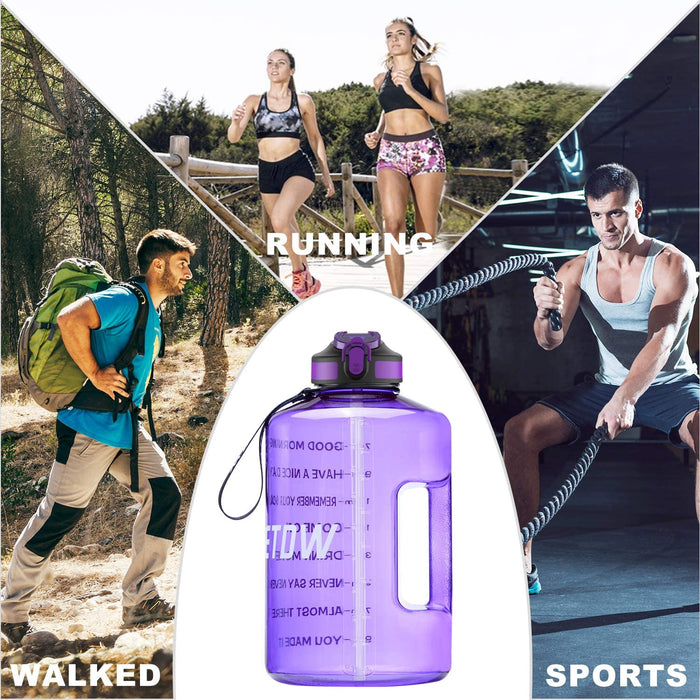 2,2 Liter Trinkflasche Sport mit Zeitangaben und Strohhalme, 2,2L Groß Sportflasche BPA Frei, Auto Wasserbehälter Auslaufsicher Sportflasche (Lila 2,2L)