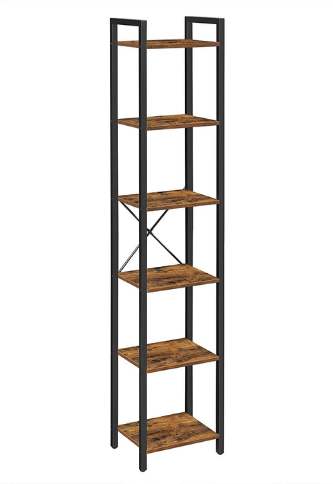 Bücherregal, Standregal, DVD-Regal, mit 6 Ebenen, Büroregal, offene Ablagen, für Büro, Wohnzimmer, Schlafzimmer, Kinderzimmer, Küche