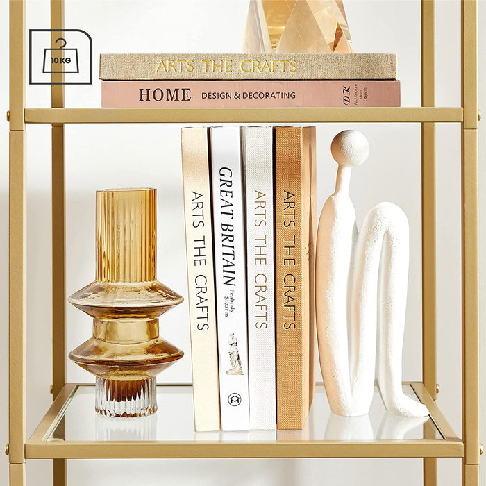 Standregal, Bücherregal, Badregal, 5 Ebenen, Küchenregal, schmal, Regal, Badezimmerregal, für Wohnzimmer, Schlafzimmer, Arbeitszimmer, Hartglas