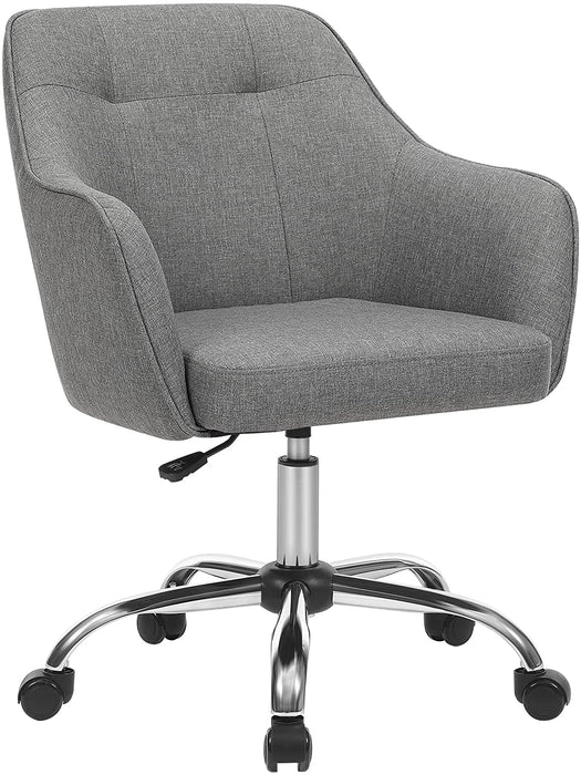 Bürostuhl, bequemer Schreibtischstuhl, höhenverstellbarer Computerstuhl, bis 120 kg belastbar, Stahlgestell, Leinenimitat, Homeoffice, Büro, grau