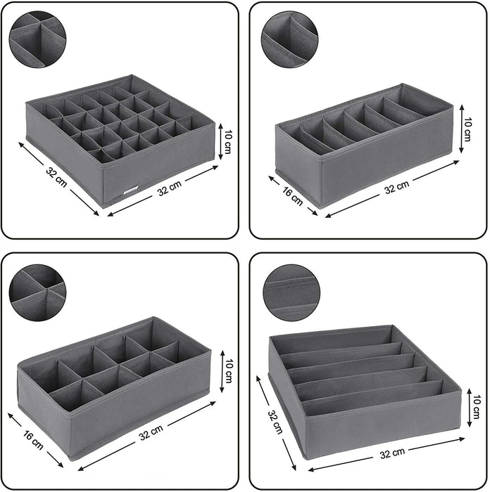 Aufbewahrungsboxen für Unterwäsche 8er Set, Schubladen-Organizer, Ordnungssystem für Kleiderschrank, für BHS, Unterwäsche, Socken, Krawatten
