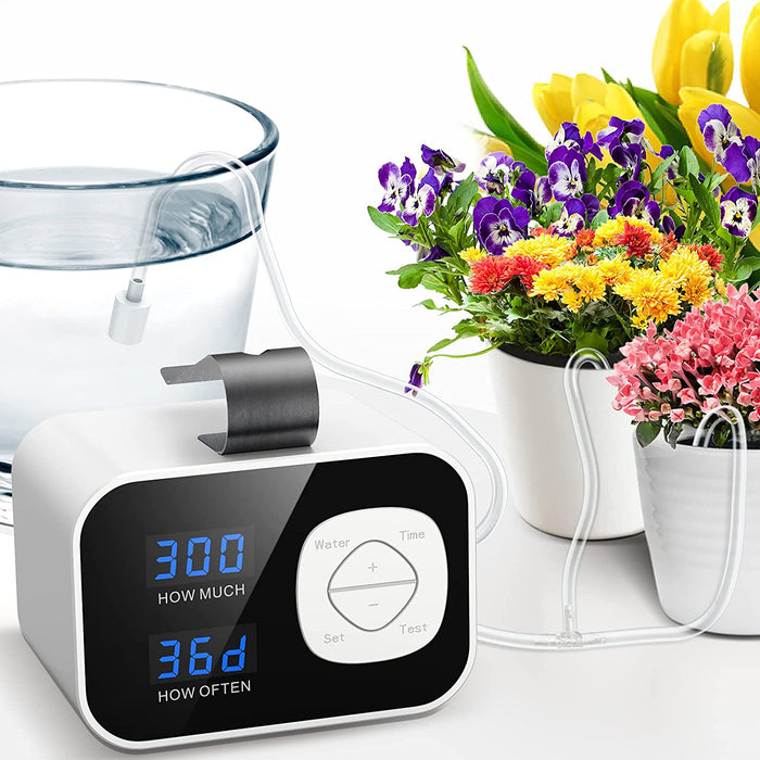 Automatisches Bewässerungssystem, DIY Automatisch Bewässerung Set mit 60-Tage-Timer, 33-Fuß-Schlauch-Tropfbewässerungsset USB-Gebühr für Topfpflanzen