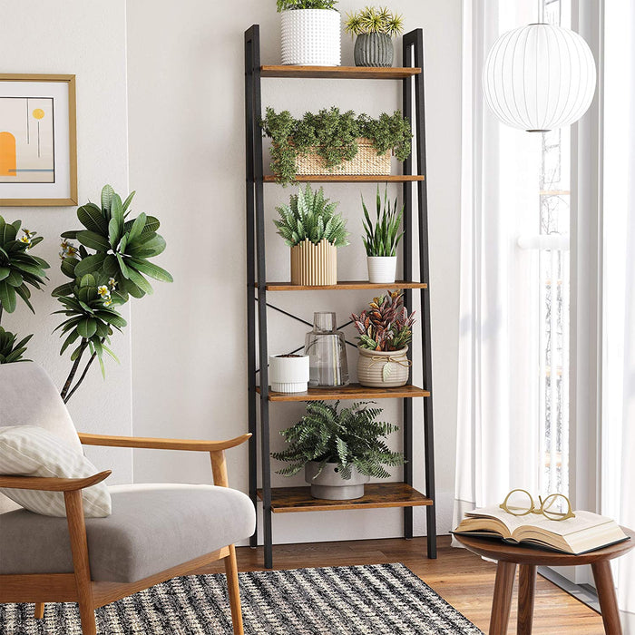 Standregal, Bücherregal mit 5 Ablagen, mit Metallgestell, einfache Montage, für Wohnzimmer, Schlafzimmer, Küche, 56 x 34 x 172 cm (L x B x H)