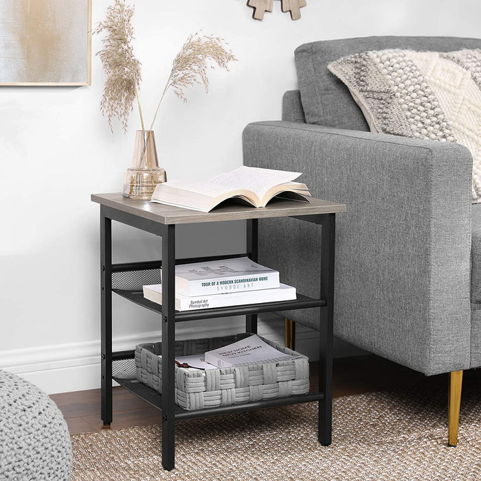 Nachttische, Beistelltisch-Set, 2er-Set Sofatische, kleine Couchtische mit verstellbaren Gitterablagen, Wohnzimmer, Schlafzimmer, Flur, stabil