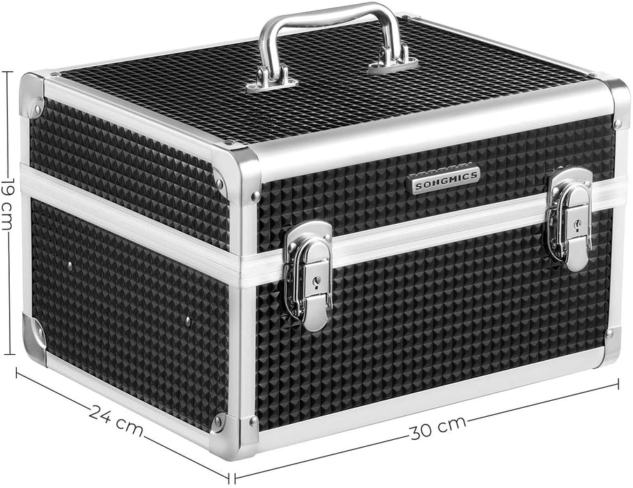 Kosmetikkoffer, Make-up Koffer für Reisen, Schminkkoffer, Make-up Aufbewahrung, für Friseure und Visagisten, mit herausnehmbarem Tablett