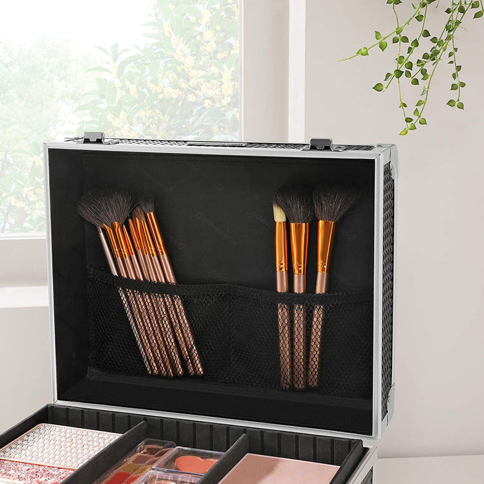 Kosmetikkoffer, Make-up Koffer für Reisen, Schminkkoffer, Make-up Aufbewahrung, für Friseure und Visagisten, mit herausnehmbarem Tablett