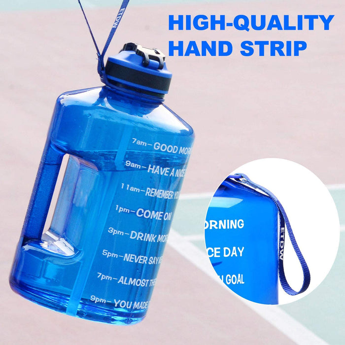 2,2 Liter Trinkflasche Sport mit Zeitangaben und Strohhalme, 2,2L Groß Sportflasche BPA Frei, Auto Wasserbehälter Auslaufsicher Sportflasche (Blue 2,2L)