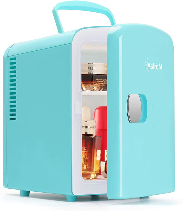 2 in 1 Mini Kühlschrank, 4 Liter Fridge mit Kühl- und Heizfunktion 12 Volt am Zigarettenanzünder und 220 Volt Steckdose für Autos, Büros Blau