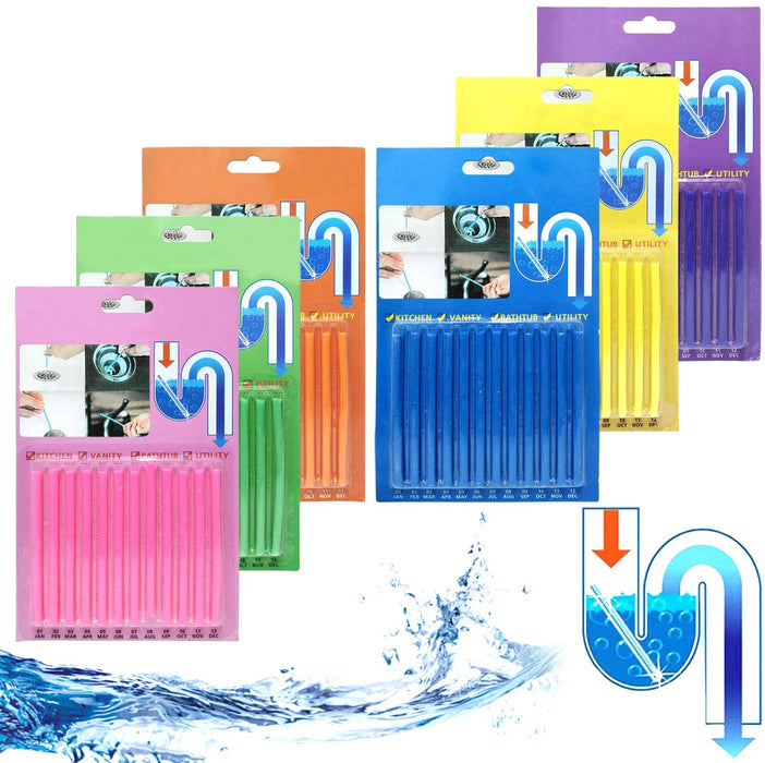 72 Stück Drain Cleaner Sticks - Stoppe stinkende & verstopfte Abflüsse | Enzymreiniger für verstopfte Rohre in Bad, Dusche und Küche