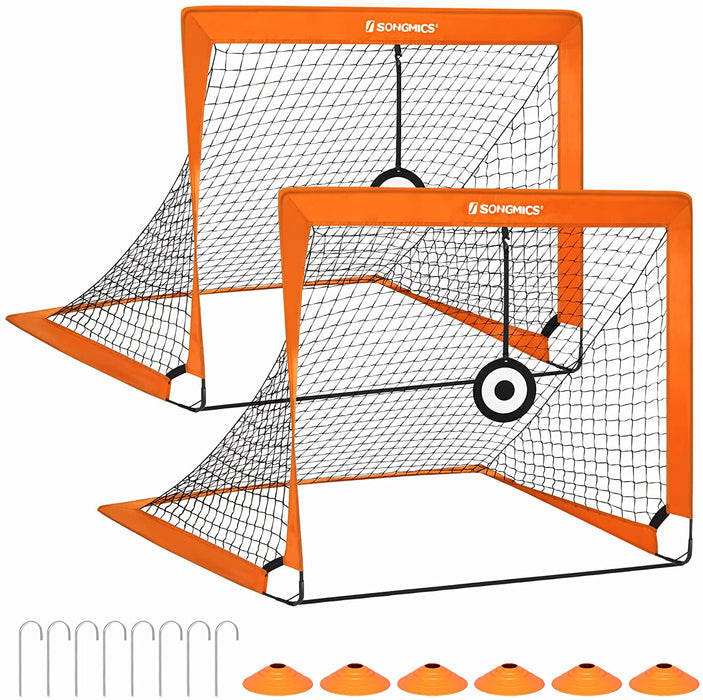 Fußballtor für Kinder, 2er Set, tragbar und faltbar, Garten, Park, Strand, Haltestangen aus Glasfaserstäben
