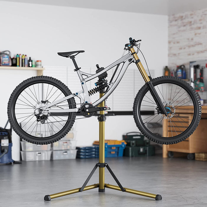 Fahrradmontageständer, Aluminium Montageständer für Fahrräder, Reparaturständer mit magnetischer Werkzeugschale, Reparaturset, höhenverstellbar