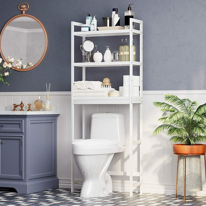 Toilettenregal, Badezimmerregal, Waschmaschinenregal,3-stöckiges Badregal aus Bambus, verstellbar, multifunktional, statische Belastbarkeit 15 kg