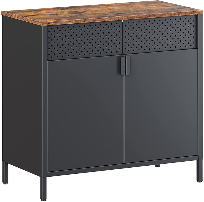 Sideboard, küchenschrank, schrank mit Doppeltür, verstellbarer Einlegeboden, Stahlgestell, Industriestil, multifunktional, Wohnzimmer, Schlafzimmer
