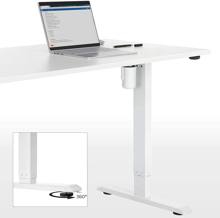 Höhenverstellbarer Schreibtisch elektrisch, Tischgestell, Schreibtischständer mit Motor, stufenlos verstellbar, 120 x 60 x (73-114) cm, Stahl, weiß
