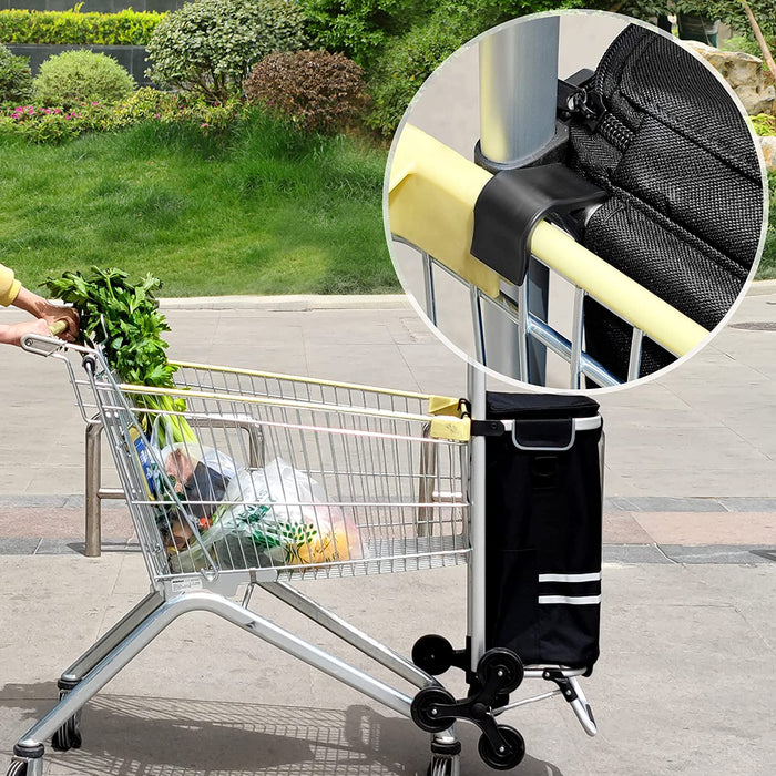 Einkaufstrolley, klappbar, Stabiler Einkaufswagen, mit Kühlfach,schwarz