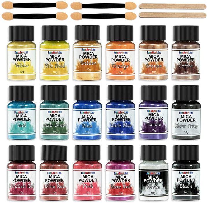 Epoxidharz Farbe Mica Pulver, 18 X 10g Farben Seifenfarbe Set Pigmente Pulver, Metallic Farben Schimmern Sie Glitter Powder, Farbpulver für Seifen