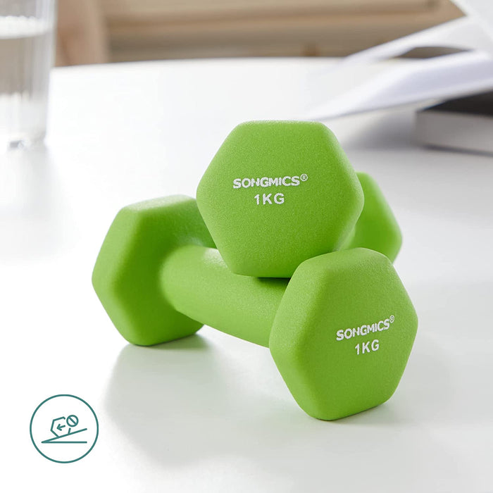 Hanteln, Hantelset, Kurzhanteln, Hexagon, mit Hantelständer, 2 x 1 kg, 2 x 2 kg, 2 x 3 kg, Vinyl-Beschichtung, Krafttraining