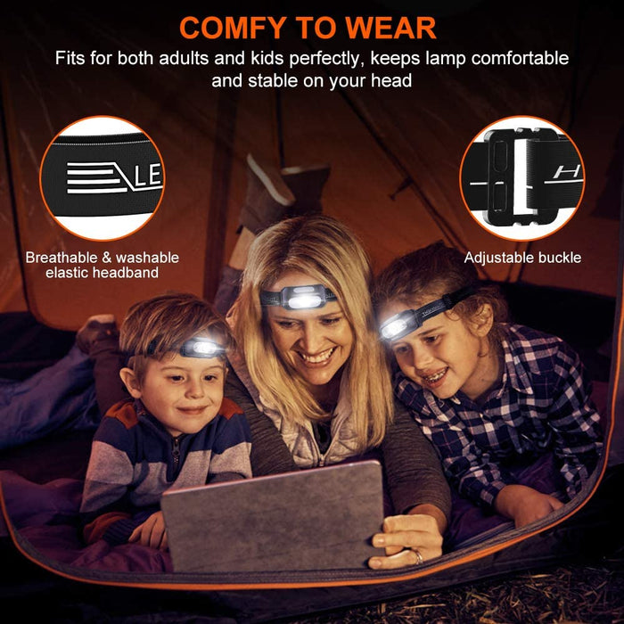 Stirnlampe LED Wiederaufladbar, Kopflampe Stirnlampe Kinder, 5 Beleuchtungsmodi, Wasserfeste Leichtgewichts Mini LED Stirnlampe Rotlicht für Laufen