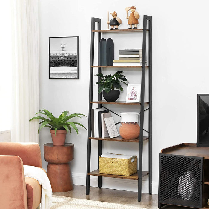 Standregal, Bücherregal mit 5 Ablagen, mit Metallgestell, einfache Montage, für Wohnzimmer, Schlafzimmer, Küche, 56 x 34 x 172 cm (L x B x H)