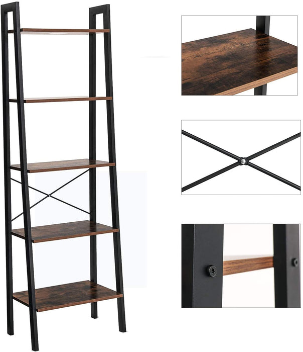 Standregal, Bücherregal mit 5 Ablagen, mit Metallgestell, einfache Montage, für Wohnzimmer, Schlafzimmer, Küche, 56 x 34 x 172 cm (L x B x H)