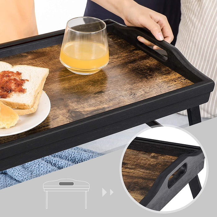 Betttablett, Frühstückstablett, Laptopständer, mit klappbaren Beinen aus Bambus, für Bett, Sofa, für Snacks, mit Halterung für Handy, Tablet