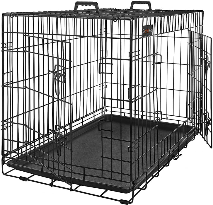 Hundekäfig, Hundebox, klappbar, 122 x 74,5 x 80,5 cm, schwarz