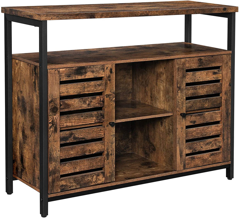 Sideboard, Beistellschrank, Küchenschrank mit offenen Regalfächern, Flurschrank, Kommode mit Lamellentüren, Wohnzimmer, Esszimmer, Büro, Flur