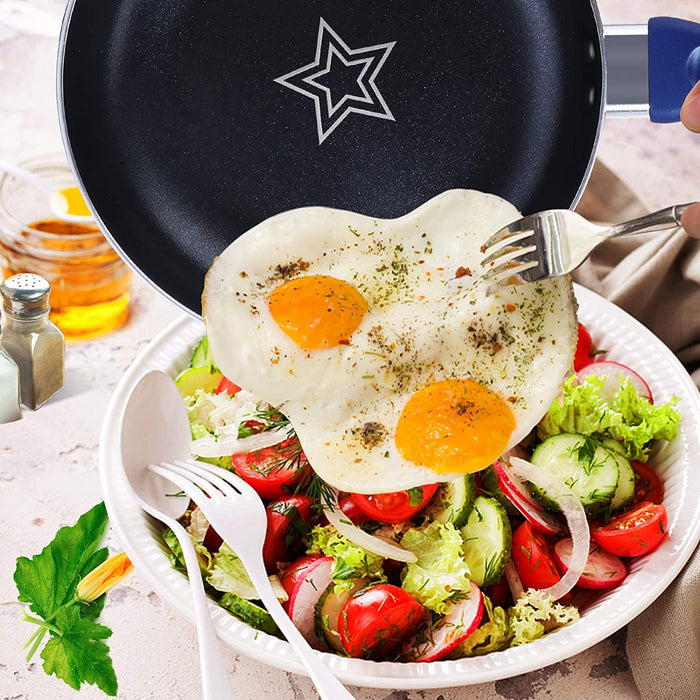 Aluminium Induktion Pfanne Set,2 Stück Bratpfanne 20 & 26cm,Antihaftbeschichtung, Rutchfest Griff, Spülmaschinenfest