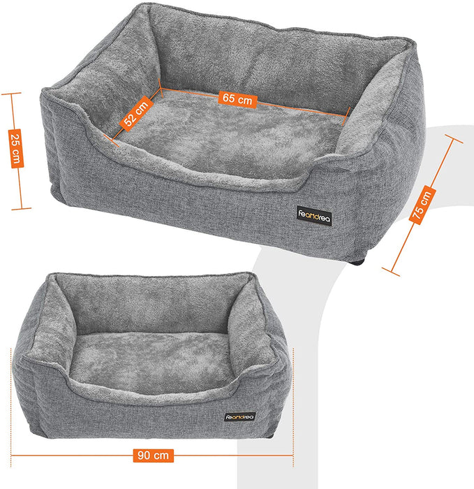 Hundebett, großes Hundesofa, Bezug abnehmbar und maschinenwaschbar, kuscheliger Hundekorb, grau