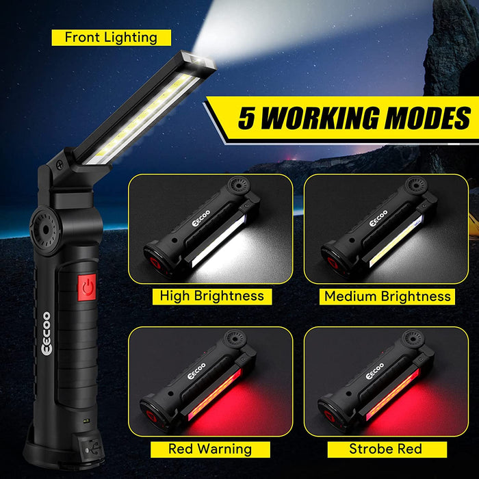 LED Arbeitsleuchte COB LED Werkstattlampe Inspektionsleuchten mit Haken und Magnethalter, LED Campinglampe für Auto Reparatur Werkstatt Garage Camping