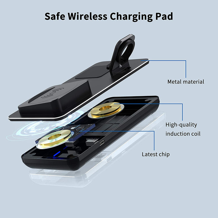 Wireless Charger, 3 in 1 Induktive Ladestation Kompatibel für Apple Watch 5/4/3/2/1, iPhone 12/11 Pro Max/XS/XR/X/8/8 Plus, AirPods Pro