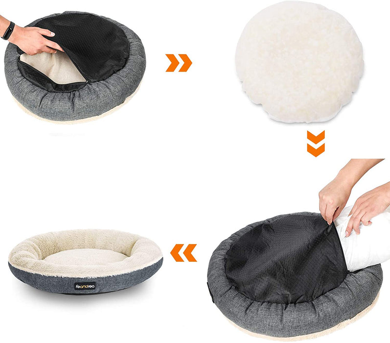 Hundebett, Hundekorb, Katzenbett, Donut, Ø 65 cm, dunkelgrau
