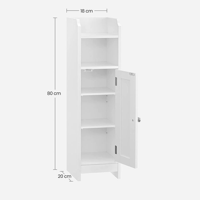 Toilettenschrank, Badezimmerschrank, Badschrank, schmales Badregal, verstellbare Ablagen, platzsparend, einfache Montage, weiß
