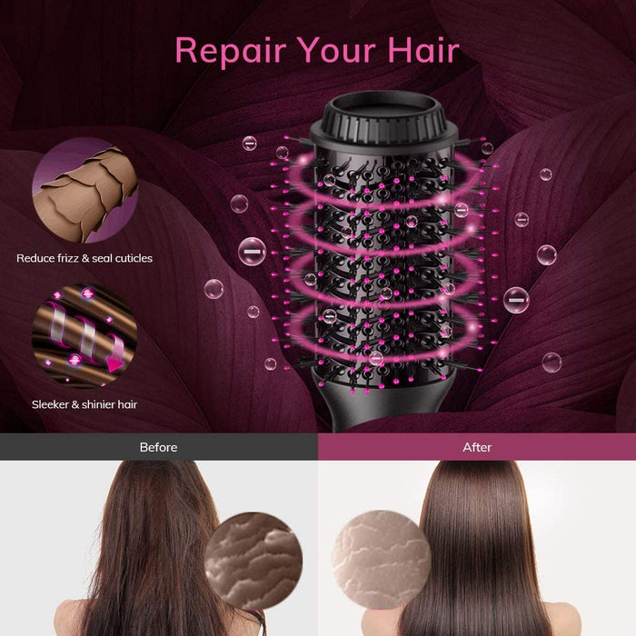 Haartrockner Warmluftbürste Multifunktions - 5-in-1 Heißluft Bürste , Föhn, Styler, Lockenwickler & Haarglätter Friseur Styling Ionenföhn Keramik