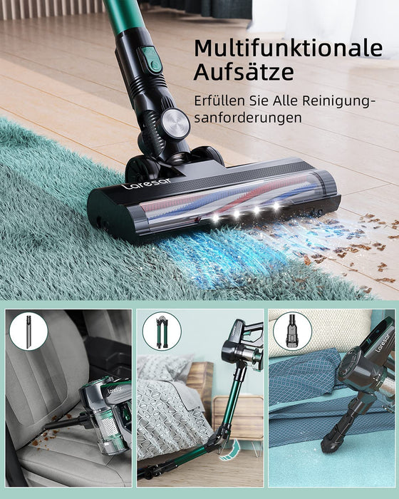 Elite2 Akku Staubsauger, 4-in-1-Staubsauger beutellos kabellos mit Display LED-Leuchten beleuchten den Boden 25.000 Pa Saugleistung Faltbarer