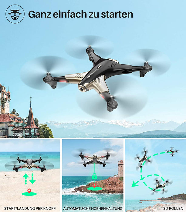 X300 Drohne mit Kamera 1080P HD Live Übertragung WiFi FPV Optische Positionierung 3D Flips RC Quadcopter 2 Akkus 40 Minuten Flugzeit Fernbedienung