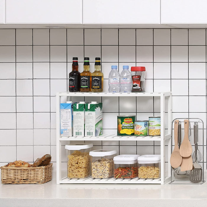 Badregal, Badezimmerregal, Bambus-Regal, Pflanzenregal mit 3 verstellbaren Ablagen, Wandmontage, freistehend, für Wohnzimmer, Flur, Küche