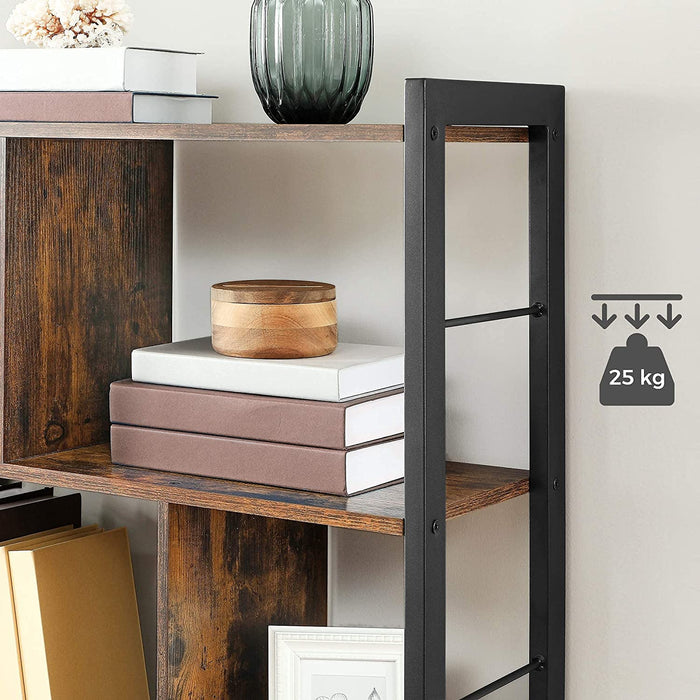Bücherregal, Regal mit 4 Ebenen, Standregal, Bücherschrank, Büroregal, Industrie-Design, für Wohnzimmer, Büro, Arbeitszimmer, groß, Metallgestell