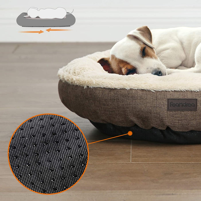 Hundebett, Hundekorb, Katzenbett, Donut, rund, Ø 55 cm, braun