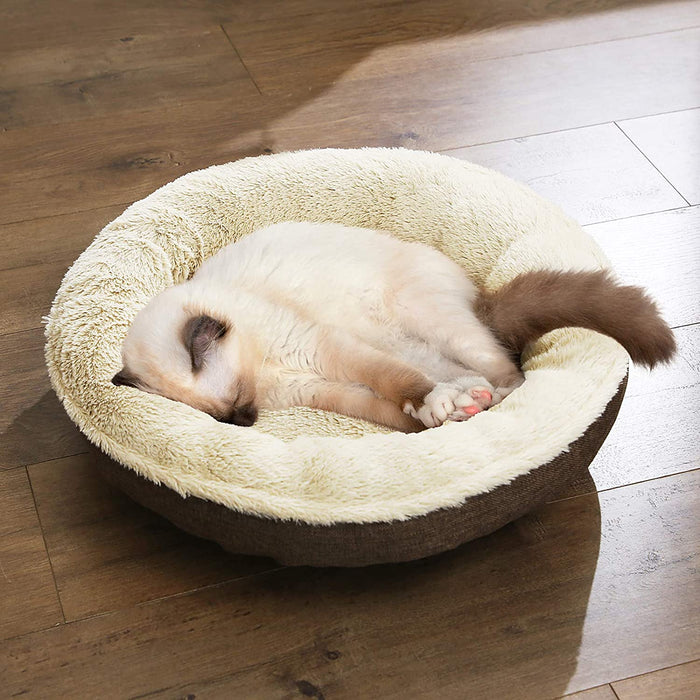 Hundebett, Hundekorb, Katzenbett, Donut, rund, Ø 55 cm, braun