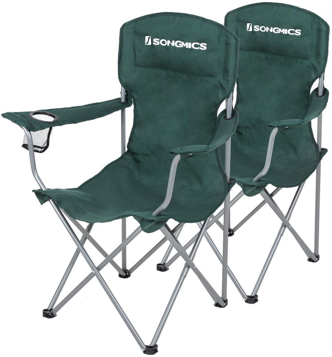 Campingstuhl, 2er-Set, klappbar, komfortabel, Klappstuhl mit robustem Gestell, bis 150 kg belastbar, mit Flaschenhalter, Outdoor Stuhl