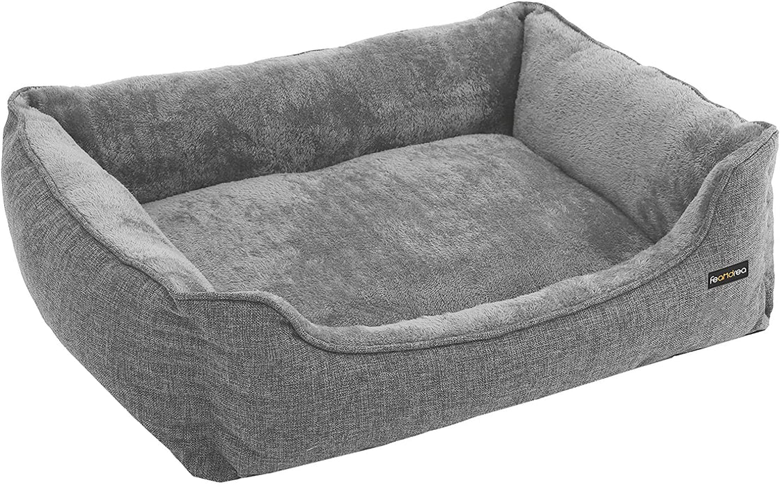 Hundebett, großes Hundesofa, Bezug abnehmbar und maschinenwaschbar, kuscheliger Hundekorb, grau