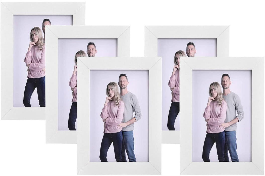 Bilderrahmen Set im 5er-Set, 10 x 15 cm, Fotorahmen mit Glasscheibe, Weihnachten, Rahmen Weiß