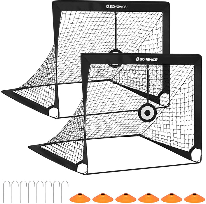 Fußballtor für Kinder, 2er Set, tragbar und faltbar, Garten, Park, Strand, Haltestangen aus Glasfaserstäben