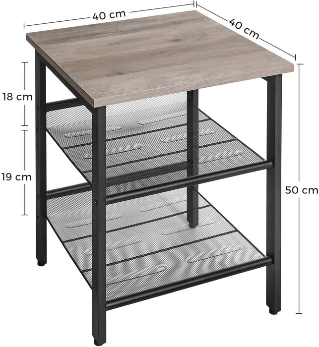 Nachttische, Beistelltisch-Set, 2er-Set Sofatische, kleine Couchtische mit verstellbaren Gitterablagen, Wohnzimmer, Schlafzimmer, Flur, stabil
